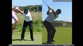 Jon Rahm golf swing  Long Iron faceon amp downtheline July 2017 [upl. by Jacobsen]