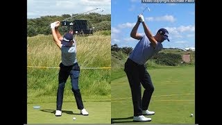 Justin Thomas golf swing  Long Iron faceon amp downtheline July 2017 [upl. by Langley]