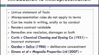 Misrepresentation Lecture 1 of 4 [upl. by Pilloff]